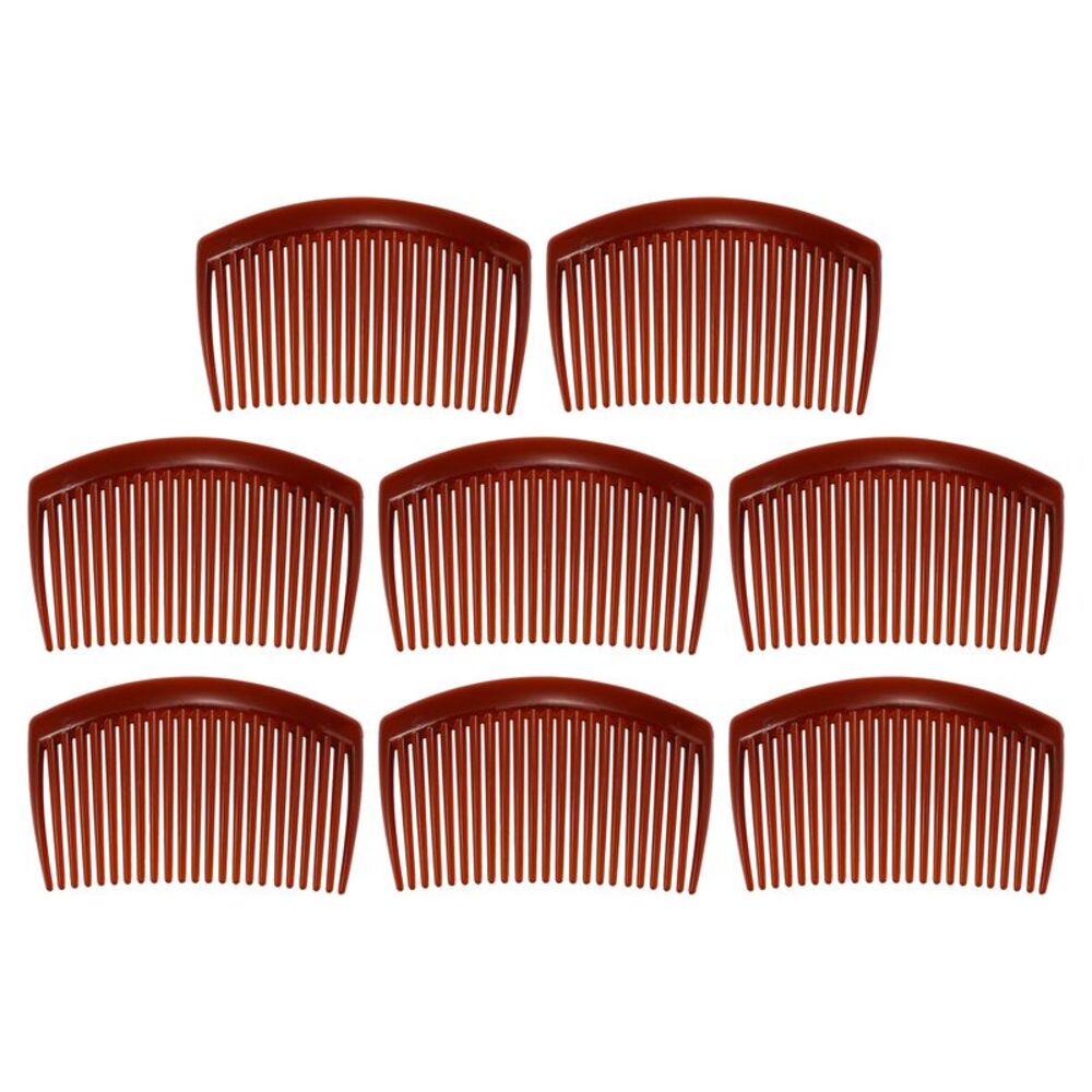 8 Pcs Classic Side Clip Teeth Hair Clip Comb Plastic Brown 3"